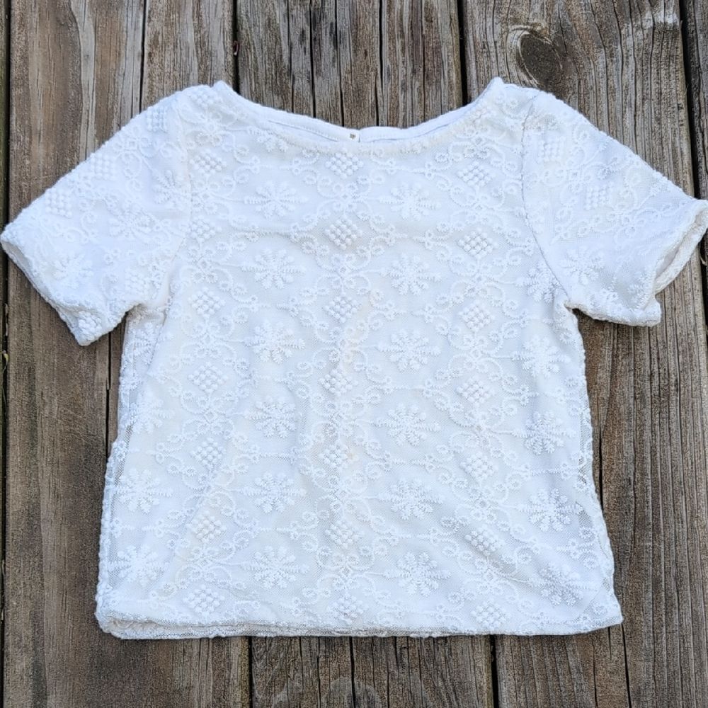Genuine Kids By Oshkosh 3T White Embroidered Short Sleeve Blouse